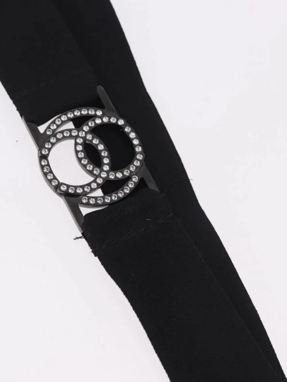 CHANEL Cat Robot Necklace metal Black CC Auth 185784M